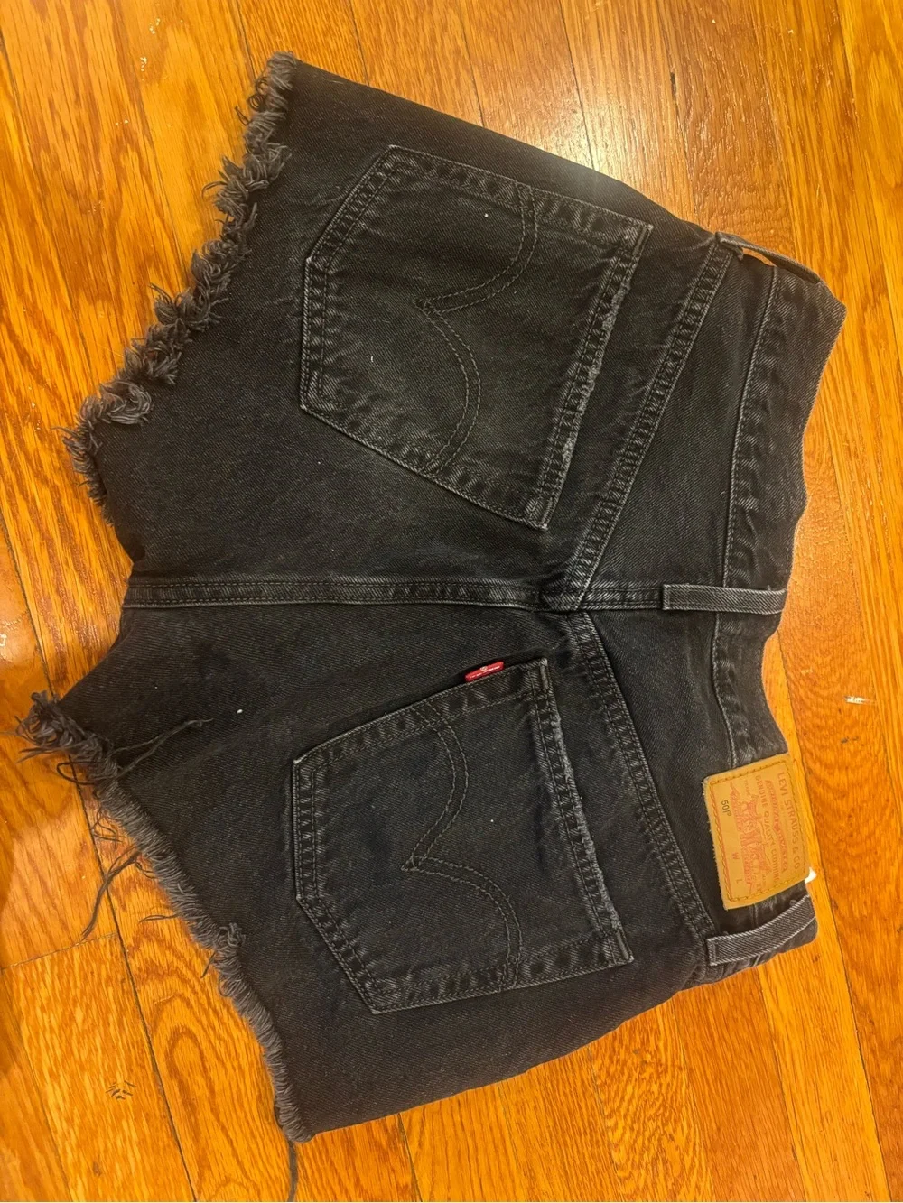 Levi's Black Distressed Denim Shorts